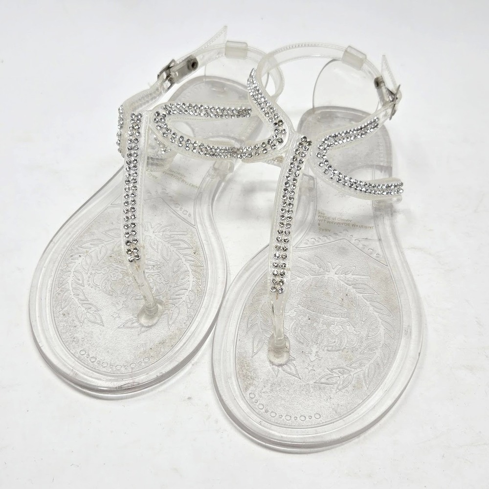 Steve Madden Women Rhinestone Clear Jelly Saba Sandals Manmade Summer 8 - Picture 2 of 11
